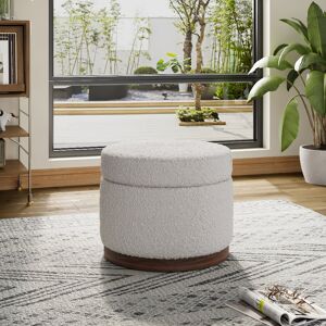 Latitude Run 53cm w Round Teddy Novelty Solid Colour Storage Footstool Ottoman White 42cm H X 53cm W X 53cm D Latitude Run 53cm w Round Teddy Novelty Solid Colour Storage Footstool Ottoman White 42cm H X 53cm W X 53cm D