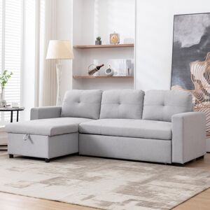 Latitude Run Kylissa Reversible Modular 3 Seater Sofa Bed Light Grey 86cm H X 228.5cm W X 148cm D Latitude Run Kylissa Reversible Modular 3 Seater Sofa Bed Light Grey 86cm H X 228.5cm W X 148cm D