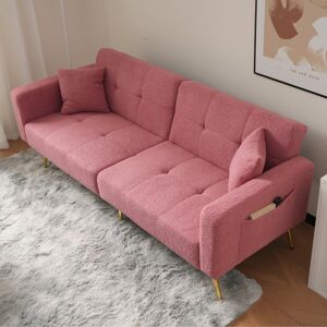Fairmont Park 3-in-1 Convertible Sofa Bed With Adjustable Backrest, Gold-tone Legs & Built-in Storage Pockets Pink 75cm H X 176cm W X 64cm D Fairmont Park 3-in-1 Convertible Sofa Bed With Adjustable Backrest, Gold-tone Legs & Built-in Storage Pockets Pink 75cm H X 176cm W X 64cm D