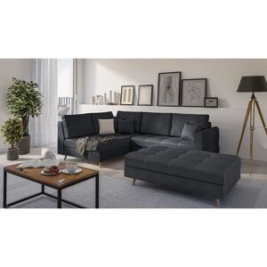 Hykkon Corner Sofa And Footstool with Wooden Legs In Scandinavian Style Knutsford Anthracite 81cm H X 231cm W X 161cm D Hykkon Corner Sofa And Footstool with Wooden Legs In Scandinavian Style Knutsford Anthracite 81cm H X 231cm W X 161cm D