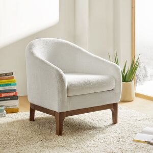 Lark Manor Joseph Modern Boucle Armchair Chair with Barrel Back Ivory 77.47cm H X 73.66cm W X 76.2cm D Lark Manor Joseph Modern Boucle Armchair Chair with Barrel Back Ivory 77.47cm H X 73.66cm W X 76.2cm D