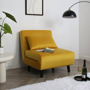 Fairmont Park Single Sofa Bed - Fold Out Bed Chair Velvet/Yellow 80cm H X 76cm W X 82cm D Fairmont Park Single Sofa Bed - Fold Out Bed Chair Velvet/Yellow 80cm H X 76cm W X 82cm D