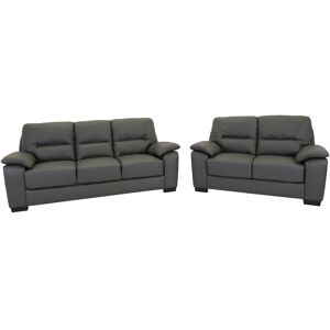 17 Stories Nafissa 3+2 Sofa Set Genuine Leather Grey 2 17 Stories Nafissa 3+2 Sofa Set Genuine Leather Grey 2