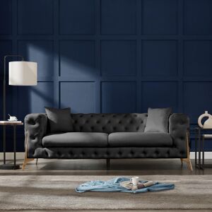 Rosdorf Park Sperryville 3 seater sofa velvet Grey 77cm H X 222cm W X 88cm D Rosdorf Park Sperryville 3 seater sofa velvet Grey 77cm H X 222cm W X 88cm D