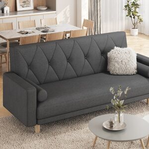 Yaheetech Polyester Tufted 3 Seater Sofa Bed Black 86cm H X 185cm W X 86cm D Yaheetech Polyester Tufted 3 Seater Sofa Bed Black 86cm H X 185cm W X 86cm D