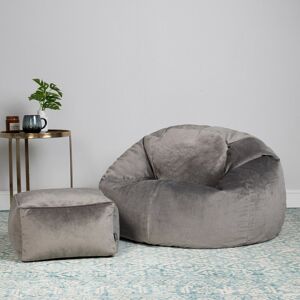 Isabelle & Max Icon Aurora Classic Velvet Bean Bag Chair & Footstool Charcoal Grey Isabelle & Max Icon Aurora Classic Velvet Bean Bag Chair & Footstool Charcoal Grey