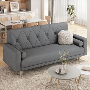 Yaheetech Polyester Tufted 3 Seater Sofa Bed Dark Grey 86cm H X 185cm W X 86cm D Yaheetech Polyester Tufted 3 Seater Sofa Bed Dark Grey 86cm H X 185cm W X 86cm D