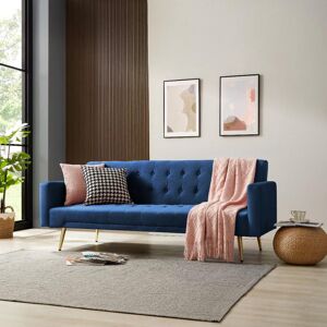 Etta Avenue Kangley 3 Seater Clic Clac Sofa Bed Blue/Gold 74cm H X 191cm W X 79cm D Etta Avenue Kangley 3 Seater Clic Clac Sofa Bed Blue/Gold 74cm H X 191cm W X 79cm D