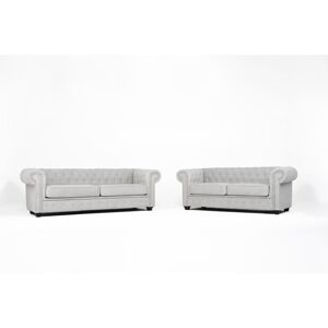 Lark Manor Allegra 3+2 Chesterfield Sofa Set Light Grey 2 Lark Manor Allegra 3+2 Chesterfield Sofa Set Light Grey 2