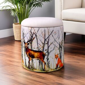 Lark Manor Claunch 40cm Wide Block Print Footstool Ottoman White;Cream;Red, Brown, Yellow, Green 45cm H X 40cm W X 40cm D Lark Manor Claunch 40cm Wide Block Print Footstool Ottoman White;Cream;Red, Brown, Yellow, Green 45cm H X 40cm W X 40cm D