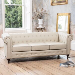 Three Posts Schubert 3 Seater Chesterfield Sofa Cream 87cm H X 207cm W X 85cm D Three Posts Schubert 3 Seater Chesterfield Sofa Cream 87cm H X 207cm W X 85cm D
