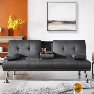 Yaheetech Colour 3-Seater Convertible Futon Sofa Bed Dark Grey 75cm H X 167cm W X 81.5cm D Yaheetech Colour 3-Seater Convertible Futon Sofa Bed Dark Grey 75cm H X 167cm W X 81.5cm D