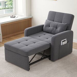 17 Stories 1 Seater Pull-Out Sofa Bed 3 in 1 Convertible Chair with Side Table Grey 88.5cm H X 86cm W X 55cm D 17 Stories 1 Seater Pull-Out Sofa Bed 3 in 1 Convertible Chair with Side Table Grey 88.5cm H X 86cm W X 55cm D