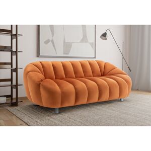 Canora Grey Mitesh Upholstered Sofa Orange Velvet 70cm H x 208cm W x 90cm D/3 Canora Grey Mitesh Upholstered Sofa Orange Velvet 70cm H x 208cm W x 90cm D/3