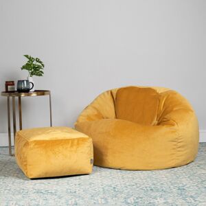 Isabelle & Max Icon Aurora Classic Velvet Bean Bag Chair & Footstool Ochre Yellow Isabelle & Max Icon Aurora Classic Velvet Bean Bag Chair & Footstool Ochre Yellow