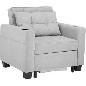 17 Stories Jaylon 93Cm Wide Linen Convertible Sleeper Chair Single Sofa Bed with Cup Holder,USB Grey 87.6cm H X 93cm W X 180cm D 17 Stories Jaylon 93Cm Wide Linen Convertible Sleeper Chair Single Sofa Bed with Cup Holder,USB Grey 87.6cm H X 93cm W X 180cm D