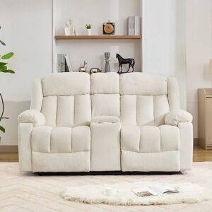 Latitude Run Berroa 2 Seat Recliner Sofa with Centre Console Cream 105cm H X 182cm W X 97cm D Latitude Run Berroa 2 Seat Recliner Sofa with Centre Console Cream 105cm H X 182cm W X 97cm D