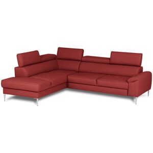 Ivy Bronx Camden Real Leather Corner Sofa with Pull-Out Bed, Storage & Adjustable Headrests Red 90cm H X 257cm W X 213cm D Ivy Bronx Camden Real Leather Corner Sofa with Pull-Out Bed, Storage & Adjustable Headrests Red 90cm H X 257cm W X 213cm D