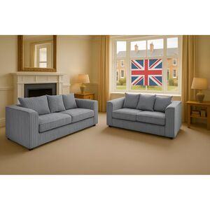 Canora Grey Two Piece 3 and 2 Seater Jumbo Cord Fabric Sofa Set Silver Canora Grey Two Piece 3 and 2 Seater Jumbo Cord Fabric Sofa Set Silver
