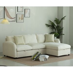17 Stories Boucle Sofa With Corner Chaise And Storage White 75cm H X 250cm W X 84cm D 17 Stories Boucle Sofa With Corner Chaise And Storage White 75cm H X 250cm W X 84cm D