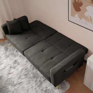 Fairmont Park 3-in-1 Convertible Sofa Bed With Adjustable Backrest, Gold-tone Legs & Built-in Storage Pockets Grey 75cm H X 176cm W X 64cm D Fairmont Park 3-in-1 Convertible Sofa Bed With Adjustable Backrest, Gold-tone Legs & Built-in Storage Pockets Grey 75cm H X 176cm W X 64cm D