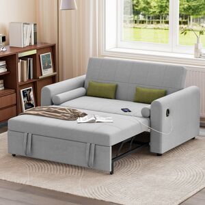 17 Stories 2 Seater Sofa Bed, 3-in-1 Convertible Fabric Pull Out Sleeper Sofa With 3-position Adjustable Backrest, Side Pockets And Usb For Living Room, Guest Ro Light Grey 17 Stories 2 Seater Sofa Bed, 3-in-1 Convertible Fabric Pull Out Sleeper Sofa With 3-position Adjustable Backrest, Side Pockets And Usb For Living Room, Guest Ro Light Grey