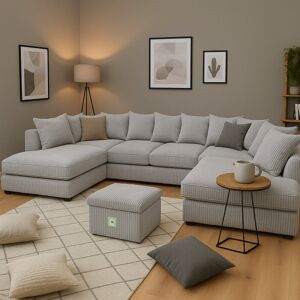 Latitude Run 5 Seater Corduroy Corner Sectional Silver 90cm H X 275cm W X 167cm D Latitude Run 5 Seater Corduroy Corner Sectional Silver 90cm H X 275cm W X 167cm D