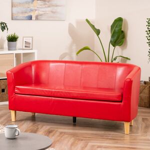 17 Stories Lanesha 3 Seat Faux Leather Sofa - Cream Red 72cm H X 156cm W X 67cm D 17 Stories Lanesha 3 Seat Faux Leather Sofa - Cream Red 72cm H X 156cm W X 67cm D