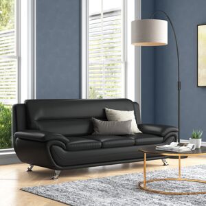 Wade Logan Huseman 3 Seater Sofa Black 83cm H X 200cm W X 83cm D Wade Logan Huseman 3 Seater Sofa Black 83cm H X 200cm W X 83cm D