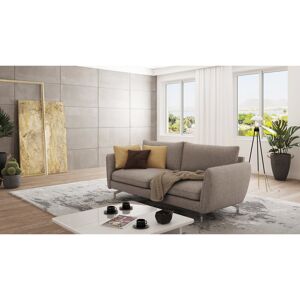 Zipcode Design Modern Sofa 3 Seater Sharece with Silver Metal Legs Dark Beige 87cm H X 203cm W X 92cm D Zipcode Design Modern Sofa 3 Seater Sharece with Silver Metal Legs Dark Beige 87cm H X 203cm W X 92cm D