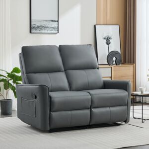 Marlow Home Co. MADRID 2 SEATER MANUAL AIR LEATHER RECLINER SOFA GREY Grey 131.5cm W X 94.5cm D Marlow Home Co. MADRID 2 SEATER MANUAL AIR LEATHER RECLINER SOFA GREY Grey 131.5cm W X 94.5cm D