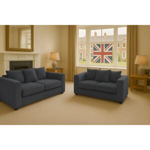 Canora Grey Two Piece 3 and 2 Seater Jumbo Cord Fabric Sofa Set Grey Canora Grey Two Piece 3 and 2 Seater Jumbo Cord Fabric Sofa Set Grey