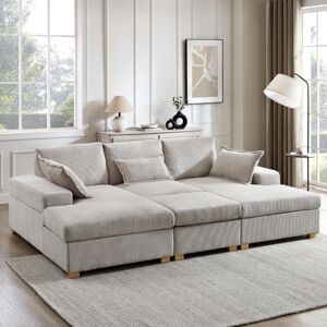 Latitude Run Bertle 4 Seater Corduroy Corner Sectional Light Grey 82cm H X 251cm W X 160cm D Latitude Run Bertle 4 Seater Corduroy Corner Sectional Light Grey 82cm H X 251cm W X 160cm D