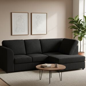 17 Stories Jumbo Cord Right Hand Upholstered Corner Sectional High Back Cushion with Foot Stool Black 90cm H X 212cm W X 167cm D 17 Stories Jumbo Cord Right Hand Upholstered Corner Sectional High Back Cushion with Foot Stool Black 90cm H X 212cm W X 167cm D