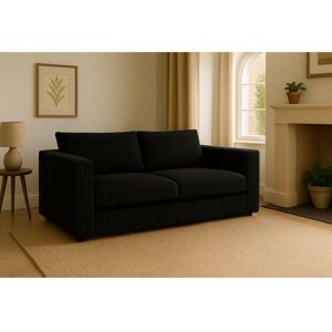Brayden Studio 3 Seater Jumbo Cord Sofa – High Back Sectional With Fixed Cushions & Deep Seating For Living Room Comfort Black 90cm H X 190cm W X 60cm D Brayden Studio 3 Seater Jumbo Cord Sofa – High Back Sectional With Fixed Cushions & Deep Seating For Living Room Comfort Black 90cm H X 190cm W X 60cm D