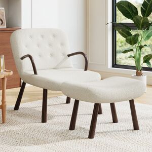 George Oliver Kepper 60Cm Wide Tufted Armhair and Ottoman White 60cm W X 70cm D George Oliver Kepper 60Cm Wide Tufted Armhair and Ottoman White 60cm W X 70cm D