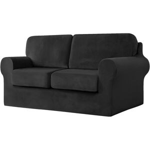 Ebern Designs Sofa Cover With Separate Seat Cushions And Backrests Stretch Velvet Sofa Slipcover Couch Covers Furniture Protector Split Combined (2 Seat Set 5 PCS) Black 145cm H X 178cm W X 95cm D Ebern Designs Sofa Cover With Separate Seat Cushions And Backrests Stretch Velvet Sofa Slipcover Couch Covers Furniture Protector Split Combined (2 Seat Set 5 PCS) Black 145cm H X 178cm W X 95cm D