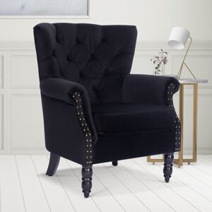 Three Posts Harmonsburg 75cm Wide Plush Velvet Buttoned Accent Wingback Chair Black 89cm H X 75cm W X 74cm D Three Posts Harmonsburg 75cm Wide Plush Velvet Buttoned Accent Wingback Chair Black 89cm H X 75cm W X 74cm D