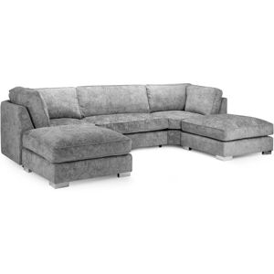 Ebern Designs Rizumi U Shape Corner Premium Fabric Sofa - Full Back Cushions Grey 35cm H X 126cm W X 77cm D Ebern Designs Rizumi U Shape Corner Premium Fabric Sofa - Full Back Cushions Grey 35cm H X 126cm W X 77cm D