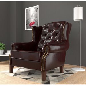 Three Posts Chesterfield Wingback Armchair Pisa with Quilting And Wooden Legs Made of Vegan Leather Maroon 102cm H X 102cm W X 93cm D Three Posts Chesterfield Wingback Armchair Pisa with Quilting And Wooden Legs Made of Vegan Leather Maroon 102cm H X 102cm W X 93cm D