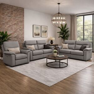 Fairmont Park Alessandrina Real Leather Power Recliner 3 + 2 + 1 Sofa Set with USB Charging Slate 3 Fairmont Park Alessandrina Real Leather Power Recliner 3 + 2 + 1 Sofa Set with USB Charging Slate 3