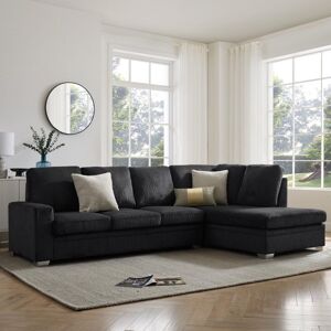 Latitude Run Alcott Corner Sofa Black Corduroy 86cm H X 268cm W X 179cm D Latitude Run Alcott Corner Sofa Black Corduroy 86cm H X 268cm W X 179cm D