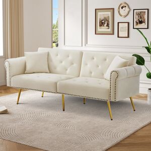 Fairmont Park Velvet Adjustable Backrest Sofa Bed - Dual Recliner With Storage Space & Gold Metal Legs (2-seater) White 70cm H X 173cm W X 75cm D Fairmont Park Velvet Adjustable Backrest Sofa Bed - Dual Recliner With Storage Space & Gold Metal Legs (2-seater) White 70cm H X 173cm W X 75cm D