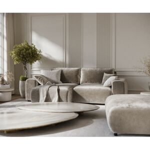 Brayden Studio Corner Sofa with square arms Beige Chenille 79cm H X 237cm W X 144cm D Brayden Studio Corner Sofa with square arms Beige Chenille 79cm H X 237cm W X 144cm D