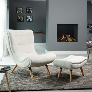 Norden Home Sasha 82cm Wide Tufted Polyester Lounge Chair and Ottoman Beige 102cm H X 82cm W X 75cm D Norden Home Sasha 82cm Wide Tufted Polyester Lounge Chair and Ottoman Beige 102cm H X 82cm W X 75cm D