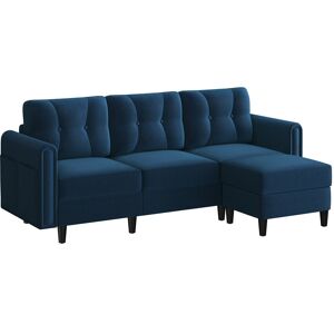 George Oliver Sectional Sofa with Ottoman Reversible 3-Seater Chaise Lounge Velvet Blue 80cm H X 189cm W X 136cm D George Oliver Sectional Sofa with Ottoman Reversible 3-Seater Chaise Lounge Velvet Blue 80cm H X 189cm W X 136cm D