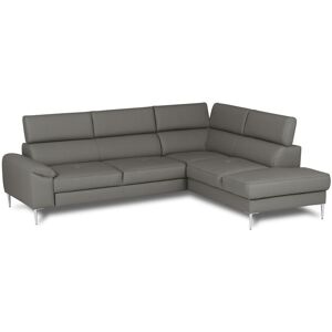 Ivy Bronx Camden Real Leather Corner Sofa with Pull-Out Bed, Storage & Adjustable Headrests Dark Grey 90cm H X 257cm W X 213cm D Ivy Bronx Camden Real Leather Corner Sofa with Pull-Out Bed, Storage & Adjustable Headrests Dark Grey 90cm H X 257cm W X 213cm D