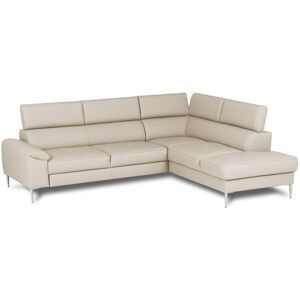 Ivy Bronx Camden Real Leather Corner Sofa with Pull-Out Bed, Storage & Adjustable Headrests Beige 90cm H X 257cm W X 213cm D Ivy Bronx Camden Real Leather Corner Sofa with Pull-Out Bed, Storage & Adjustable Headrests Beige 90cm H X 257cm W X 213cm D