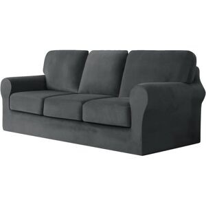 Ebern Designs Sofa Cover With Separate Seat Cushions And Backrests Stretch Velvet Sofa Slipcover Couch Covers Furniture Protector Split Combined (Large 3-Seat Set 7 Grey 185cm H X 235cm W X 104cm D Ebern Designs Sofa Cover With Separate Seat Cushions And Backrests Stretch Velvet Sofa Slipcover Couch Covers Furniture Protector Split Combined (Large 3-Seat Set 7 Grey 185cm H X 235cm W X 104cm D