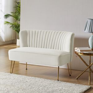 Blue Elephant Noemi 2 Seater Velvet Sofa Ivory 79.5cm H X 114.3cm W X 74.7cm D Blue Elephant Noemi 2 Seater Velvet Sofa Ivory 79.5cm H X 114.3cm W X 74.7cm D